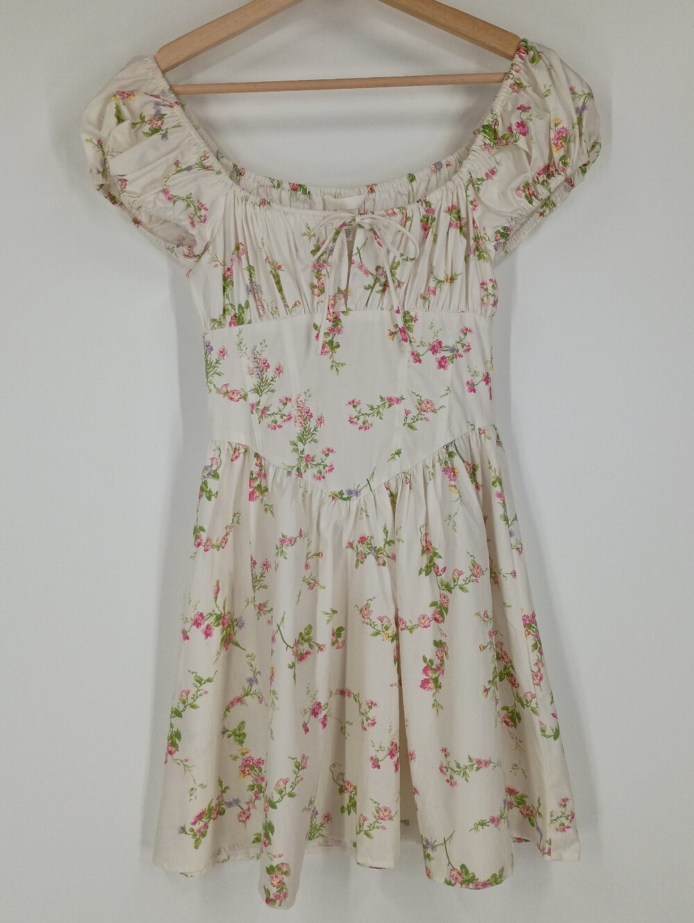 H&M Floral Flared Poplin Mini Dress